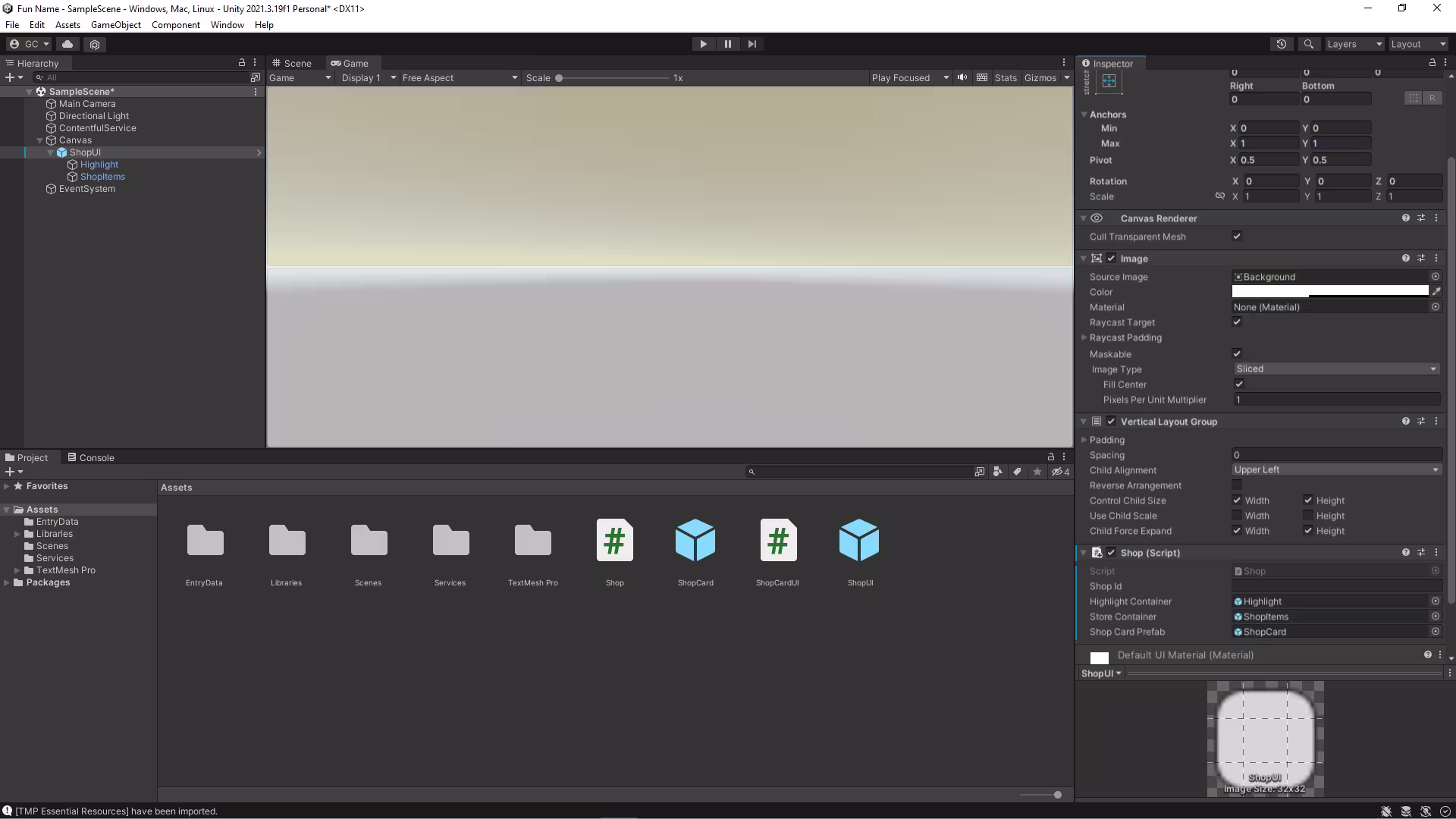 Shop UI