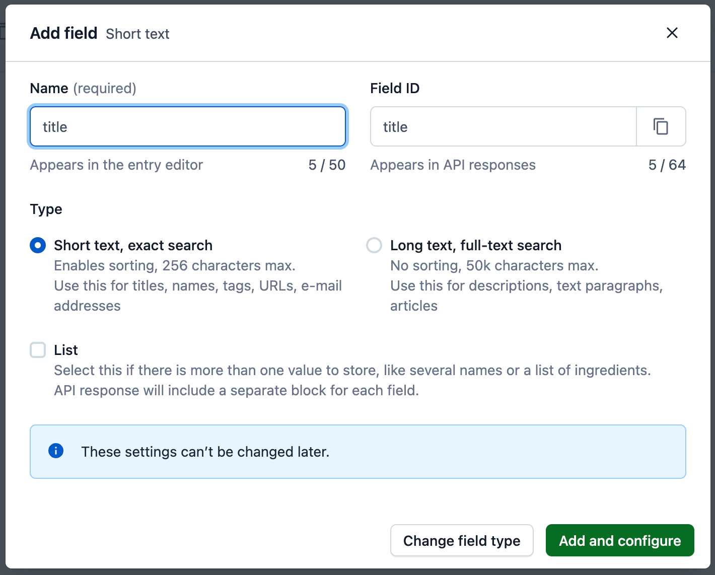 Add short text field