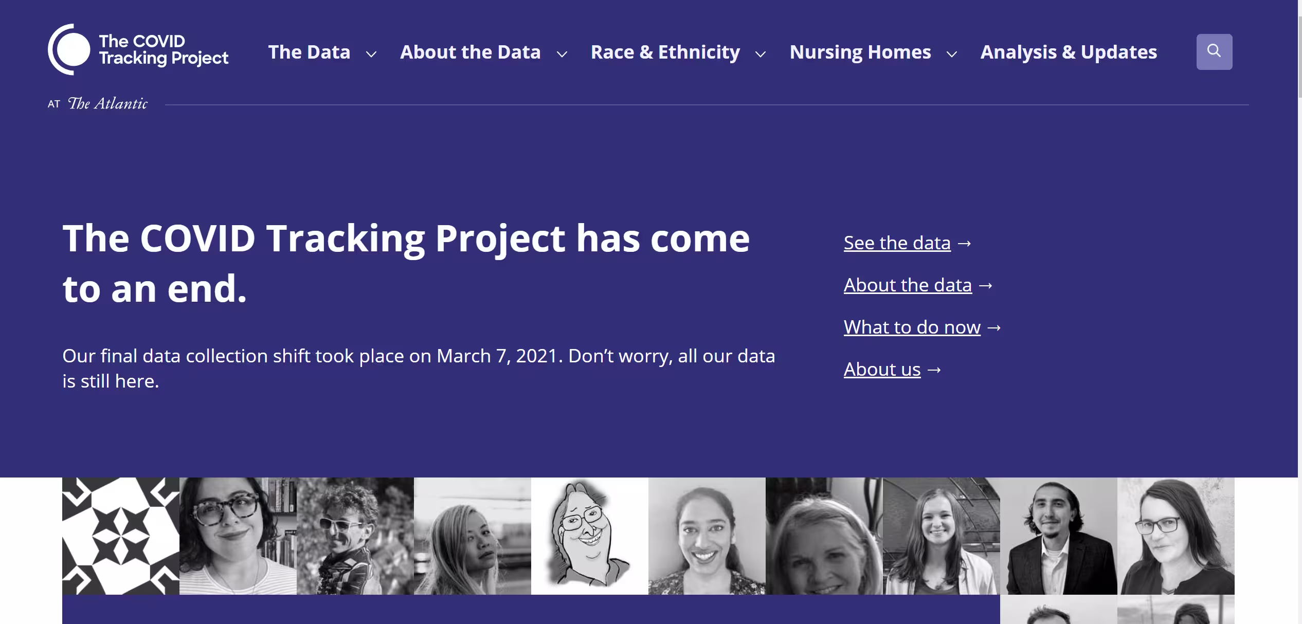 Covid Tracking Project homepage