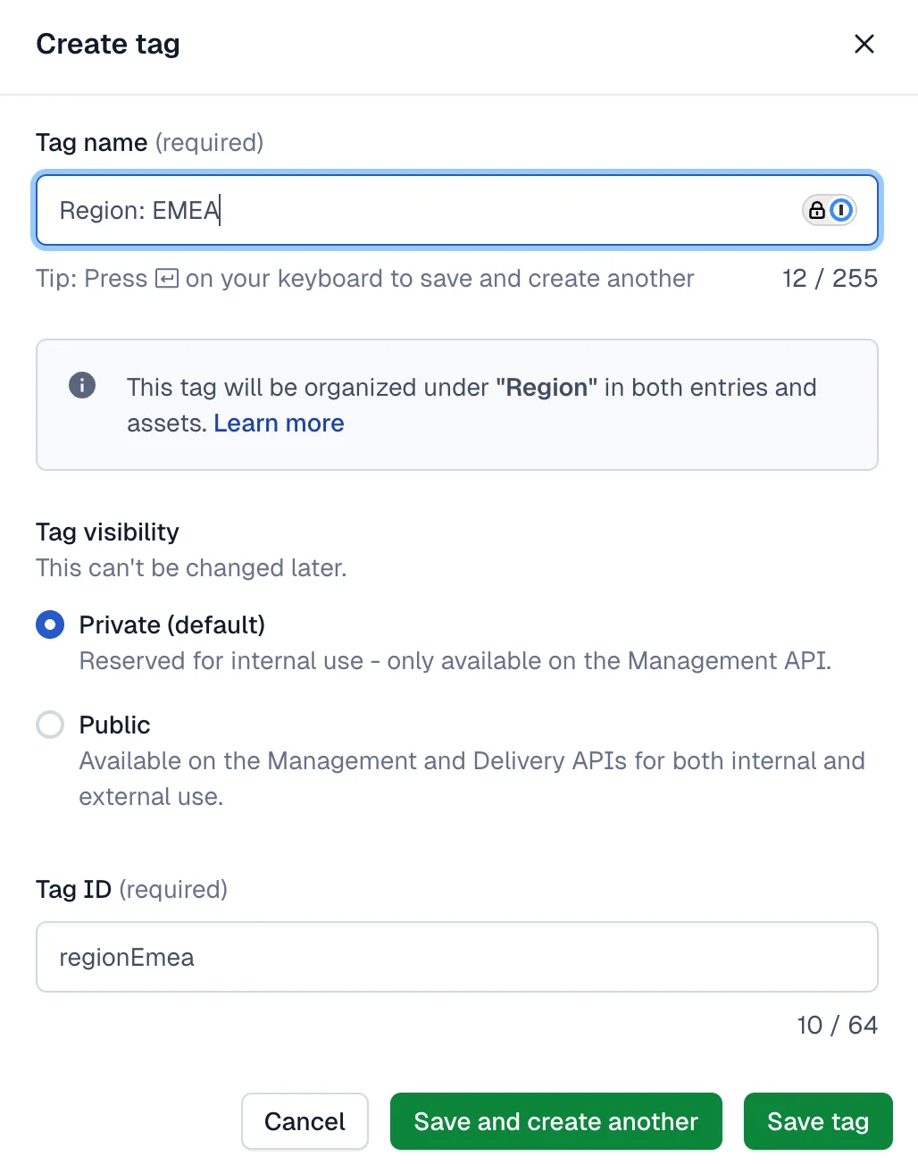 Tags tab