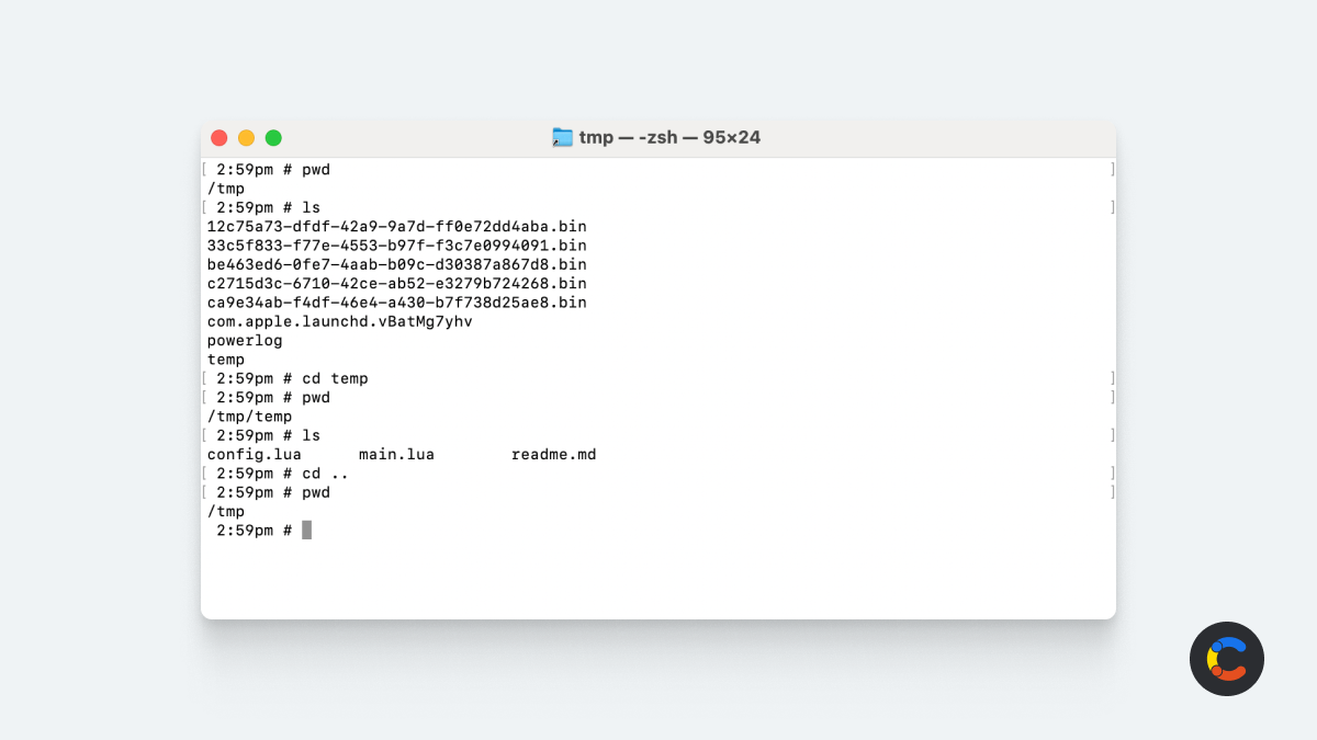 Screenshot of navigation commands being used on Mac Terminal