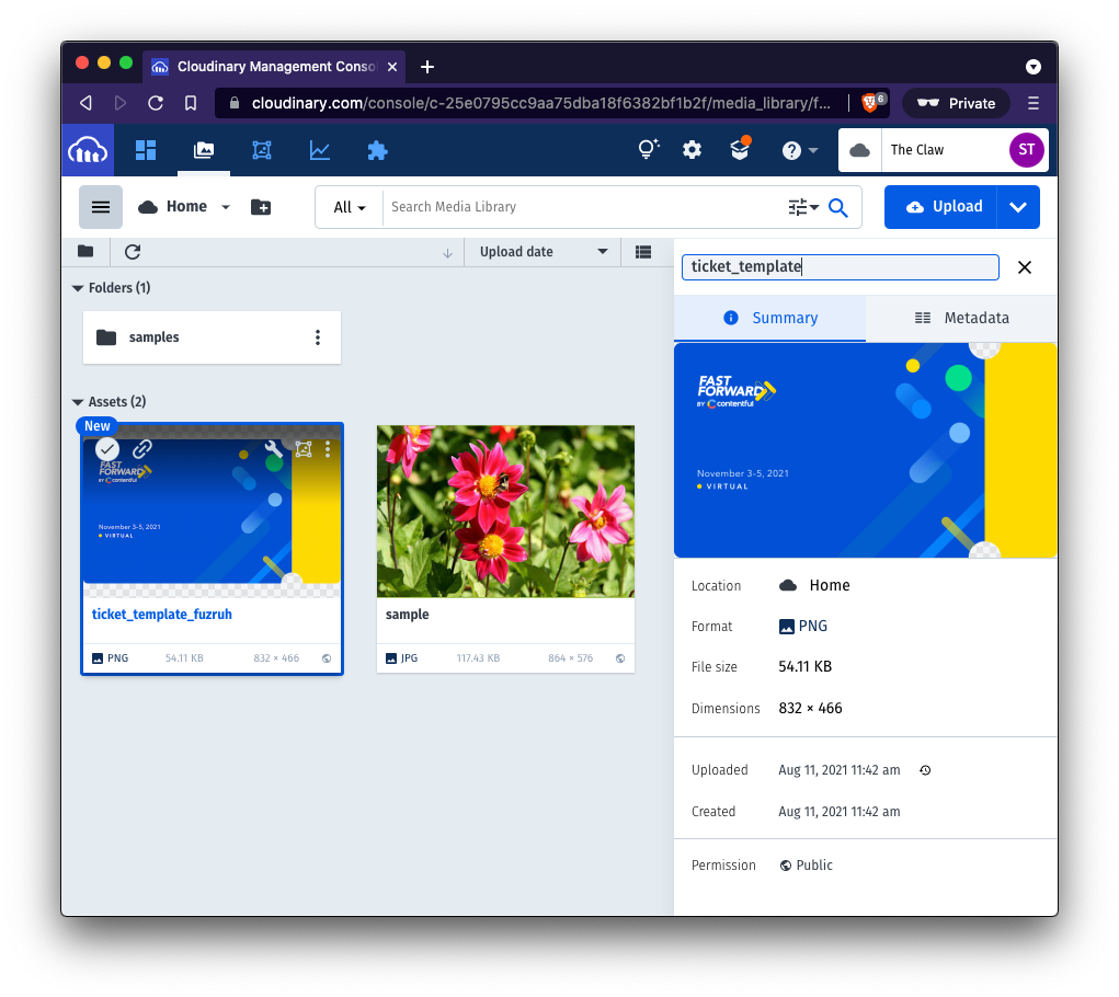 cloudinary manage asset