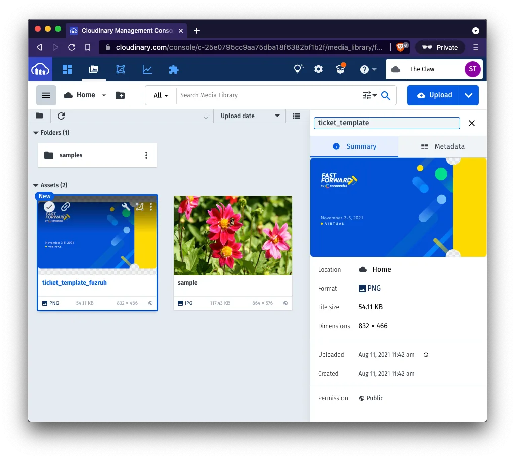cloudinary manage asset