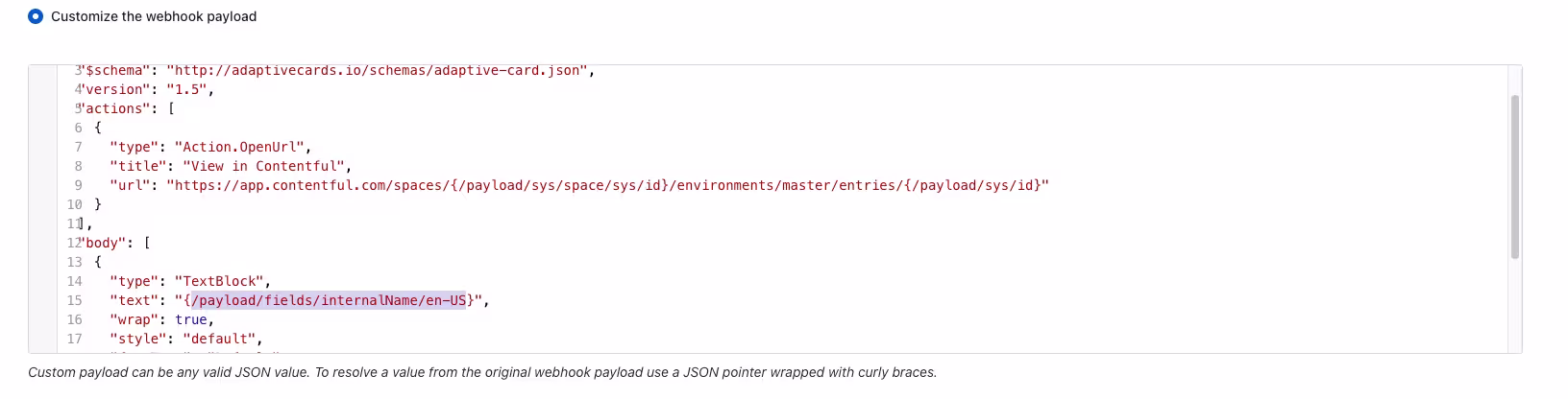 Integrating your Adaptive Card with Contentful webhooks