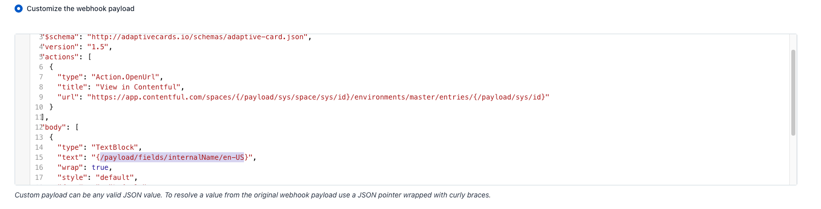 Integrating your Adaptive Card with Contentful webhooks