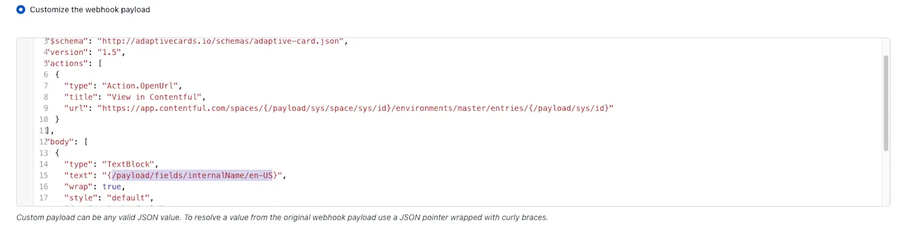 Integrating your Adaptive Card with Contentful webhooks