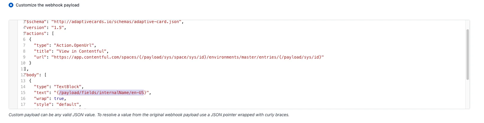 Integrating your Adaptive Card with Contentful webhooks