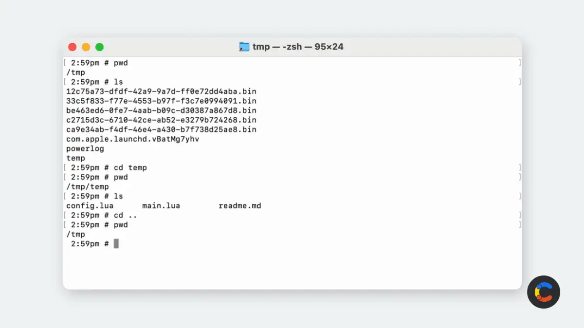 The Mac Terminal history in action