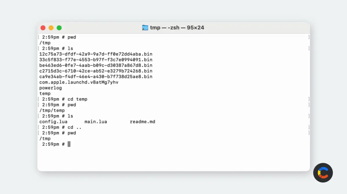 The Mac Terminal history in action