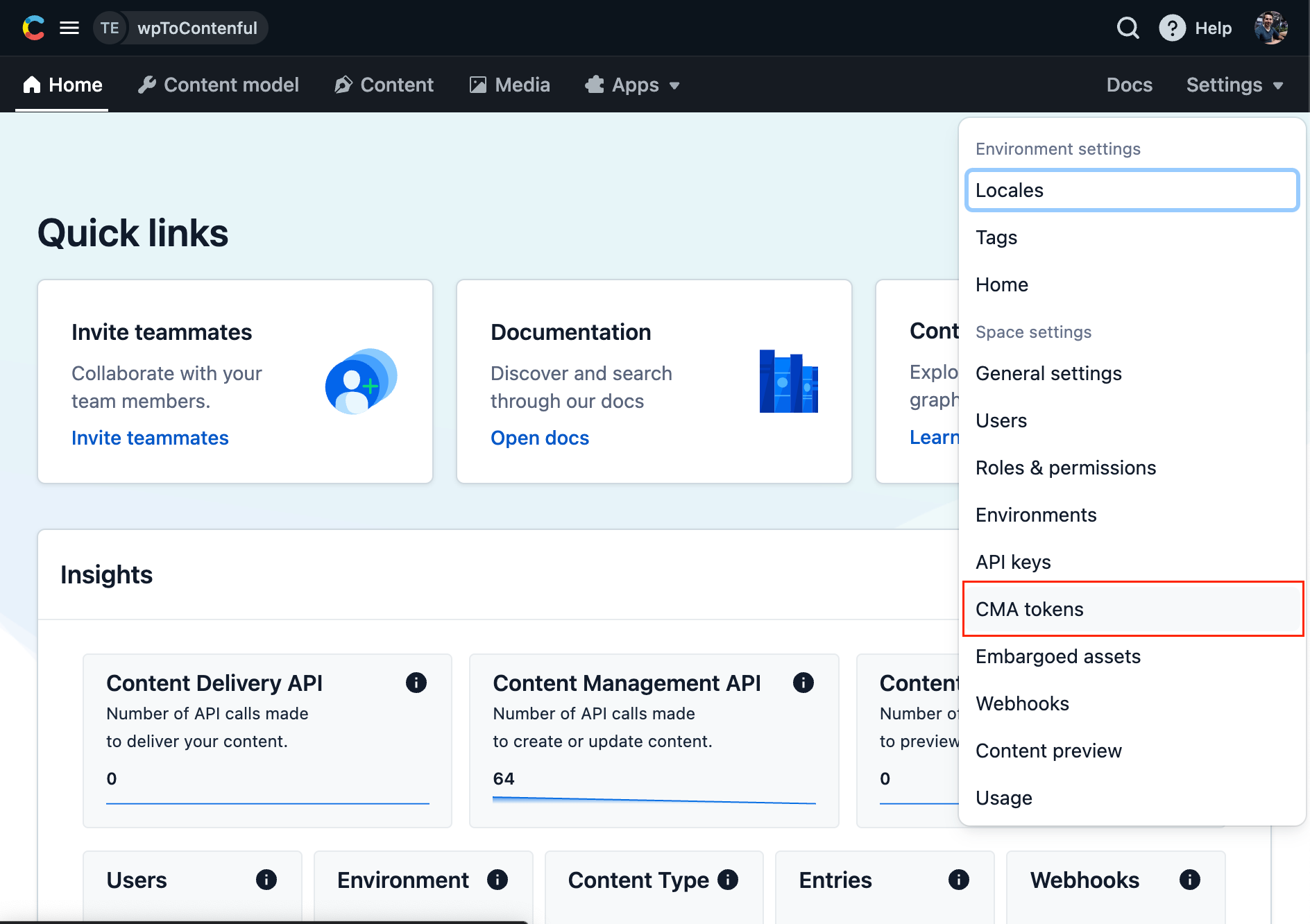 Set up Contentful API access