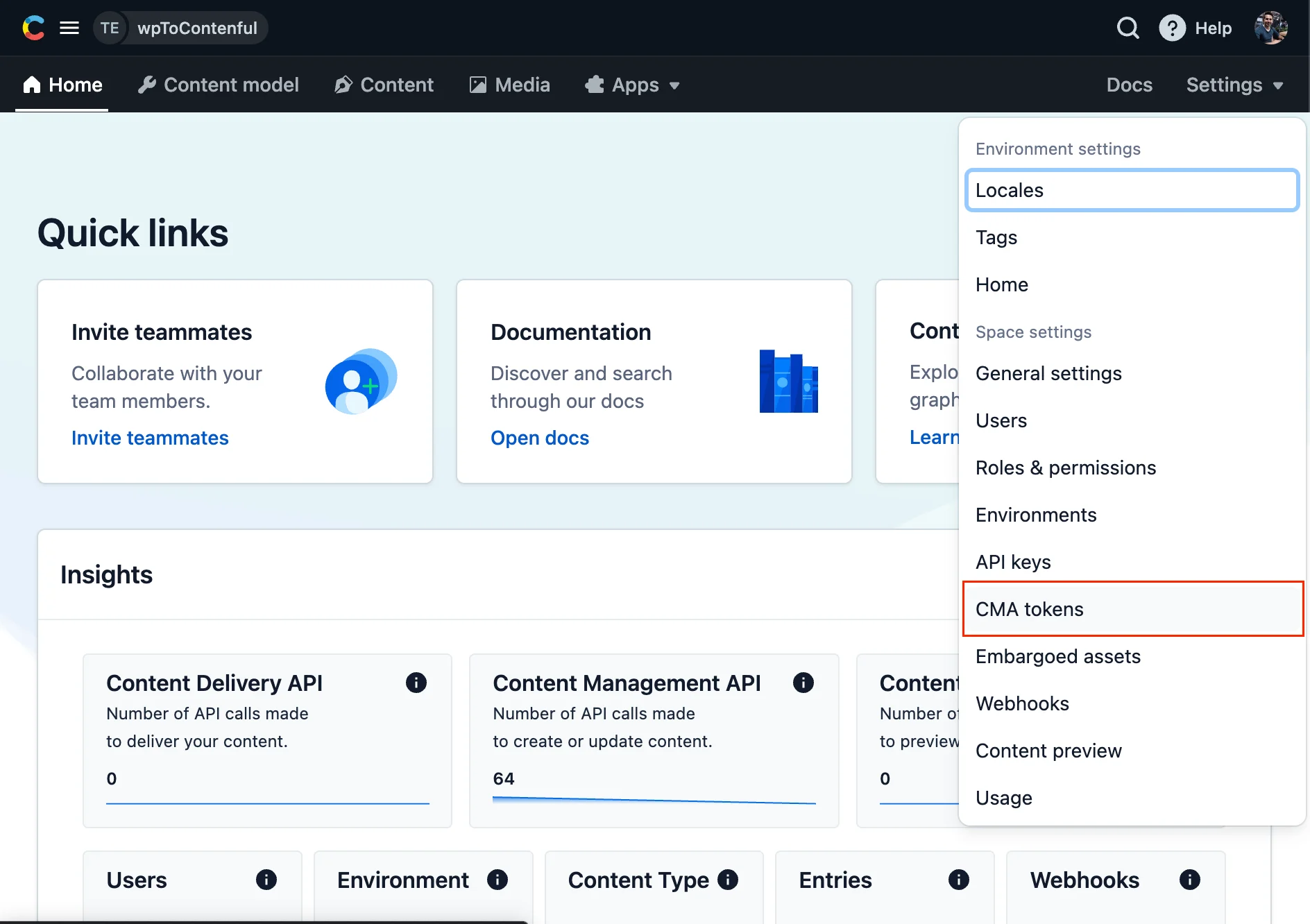 Set up Contentful API access