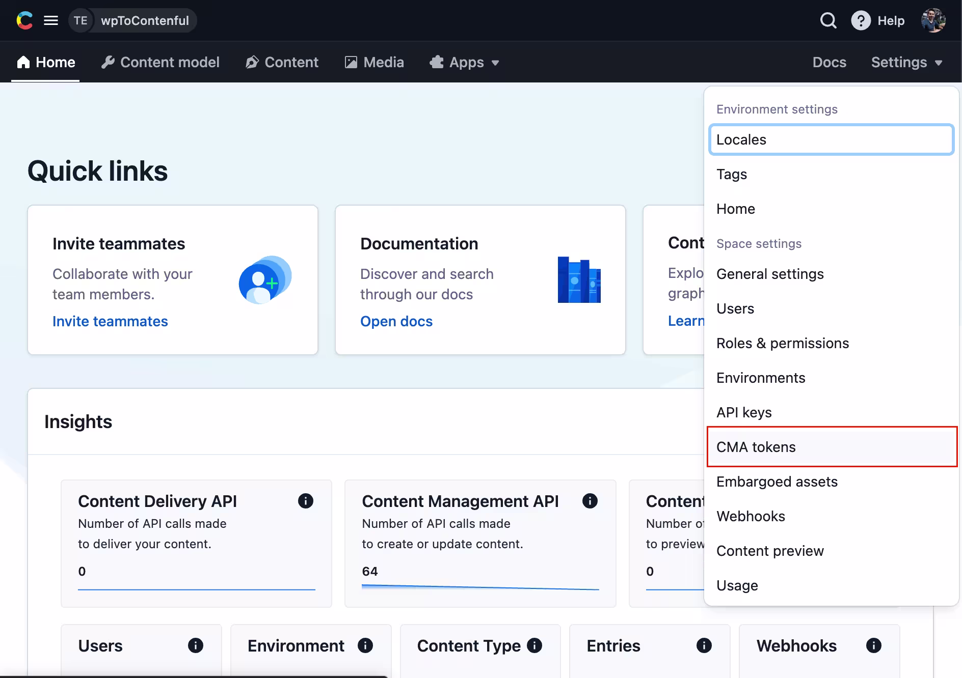 Set up Contentful API access