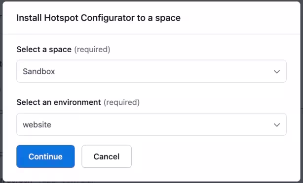 Install Hotspot Configurator to a space
