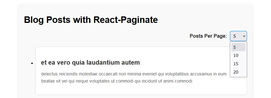 blog posts with react-paginate