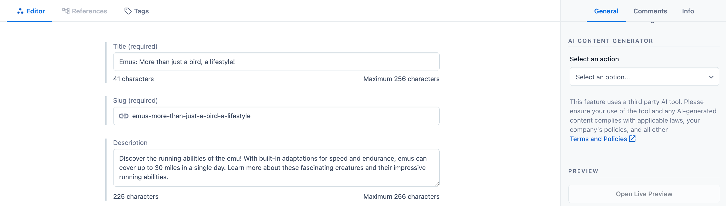 Create SEO keywords and descriptions