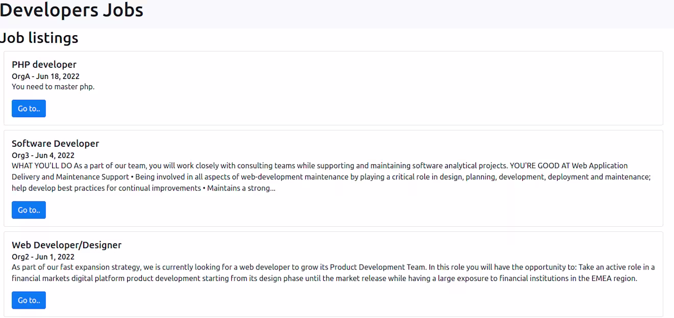Developer Jobs Job Listings