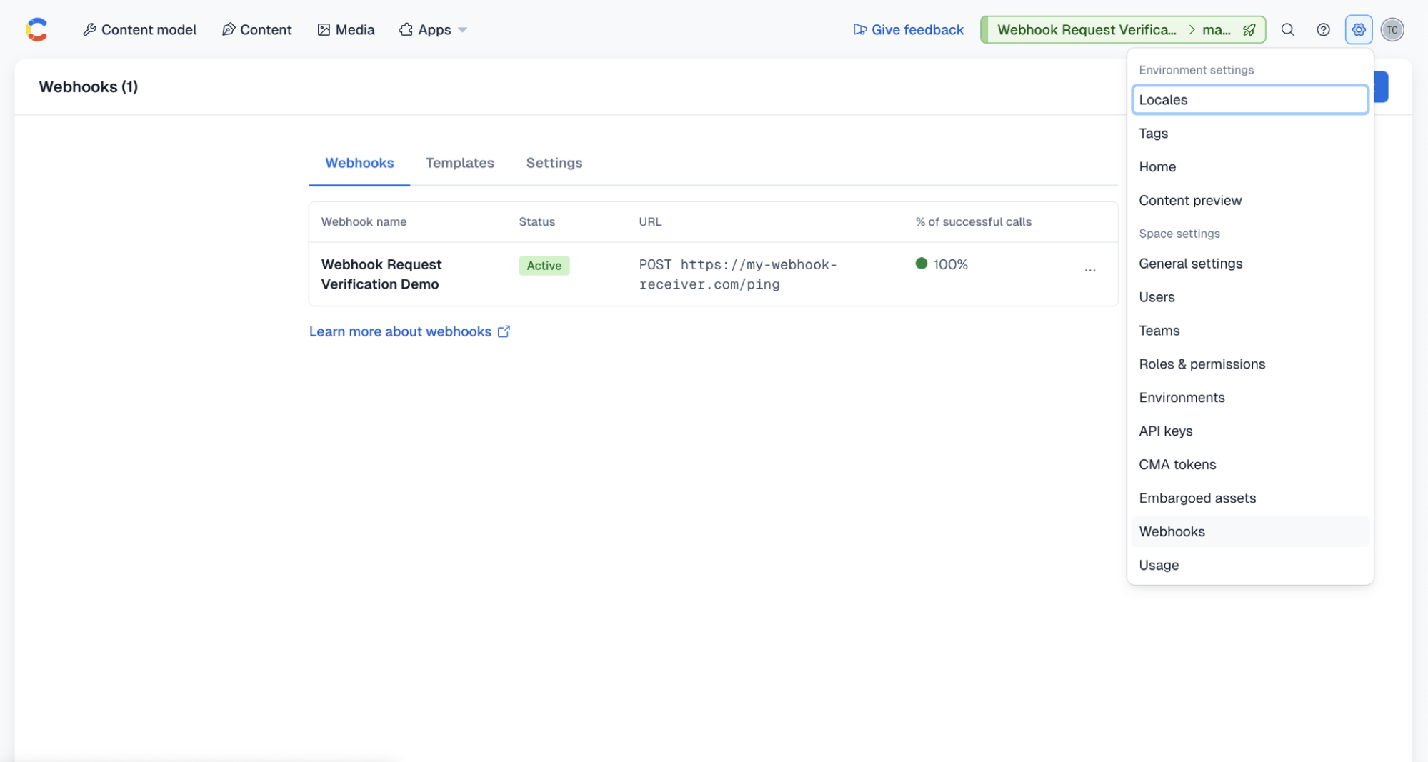 Webhook request verification A