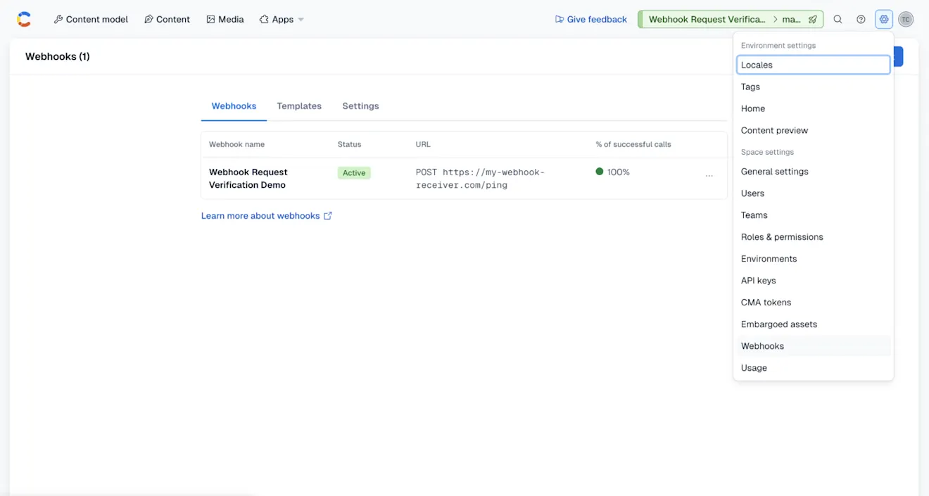 Webhook request verification A