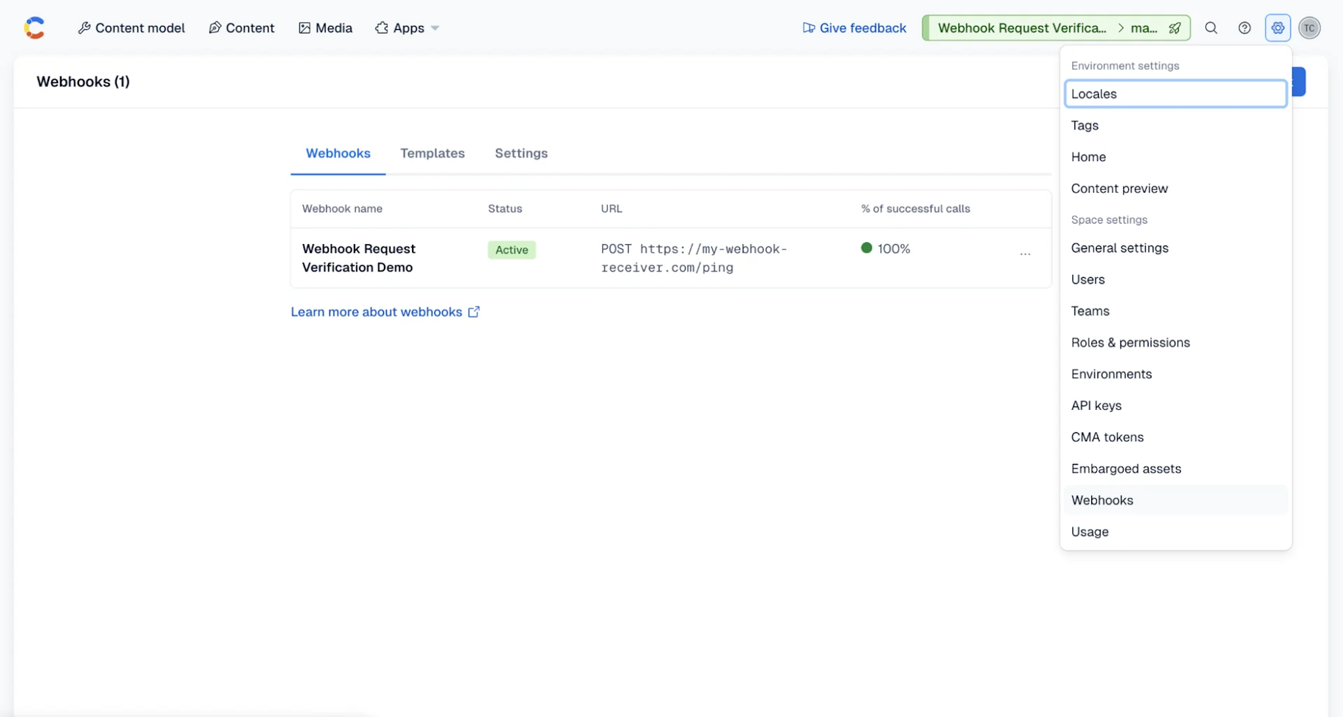 Webhook request verification A