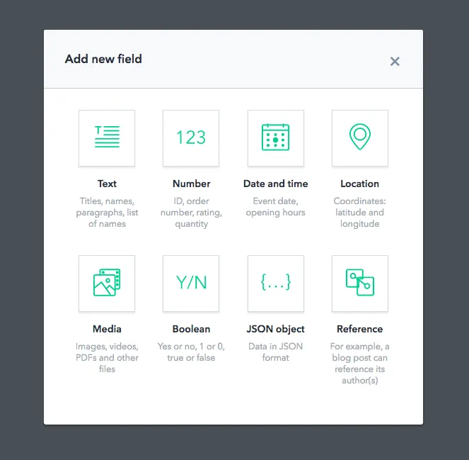 Field options in Contentful
