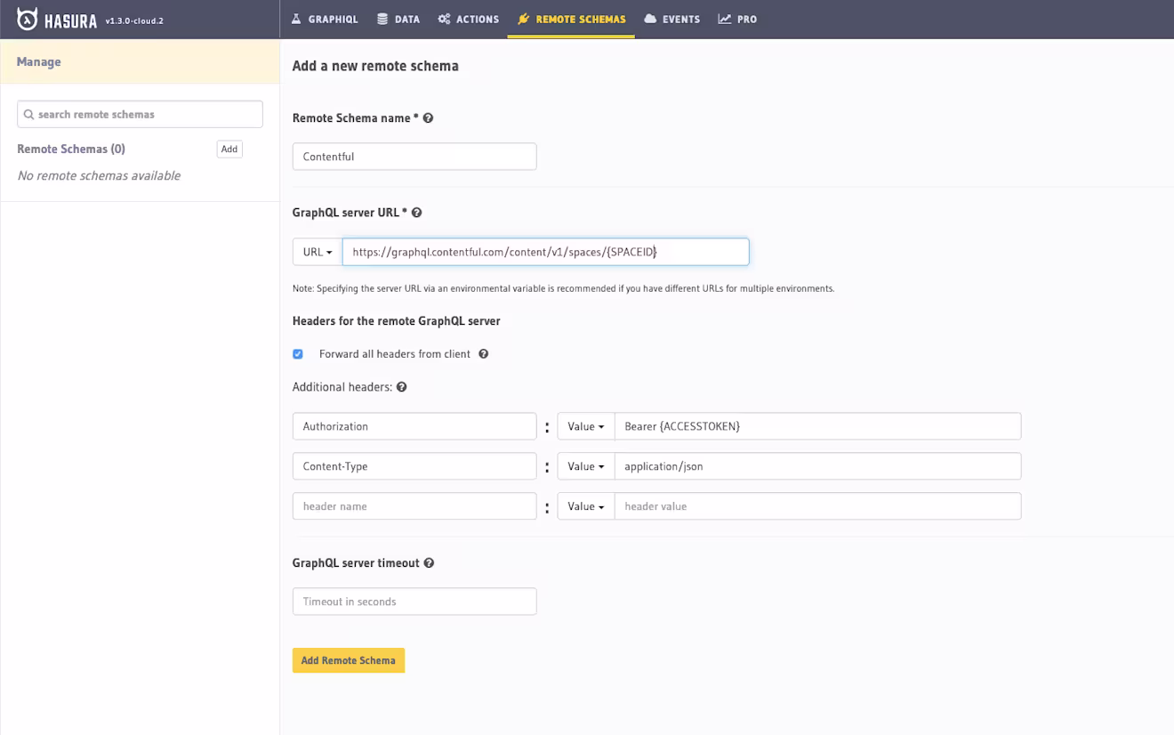 Adding a new remote schema in Hasura
