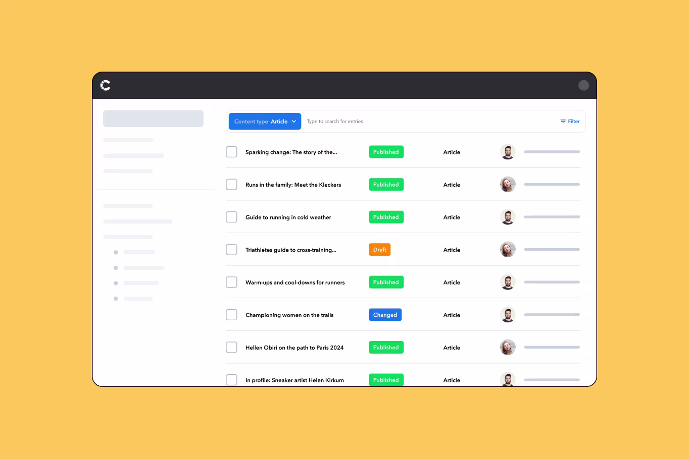 A screenshot of On content in Contentful.