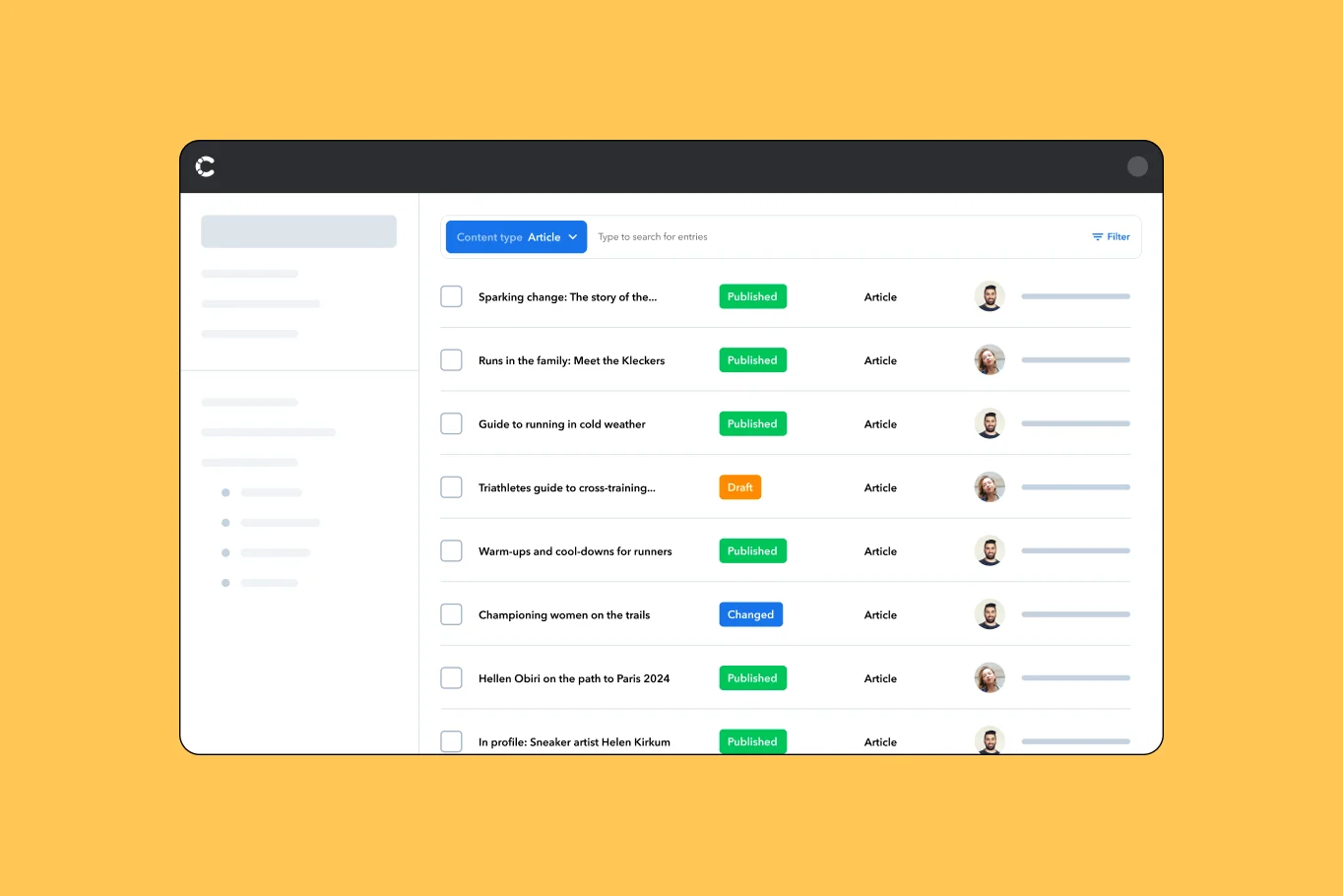 A screenshot of On content in Contentful.