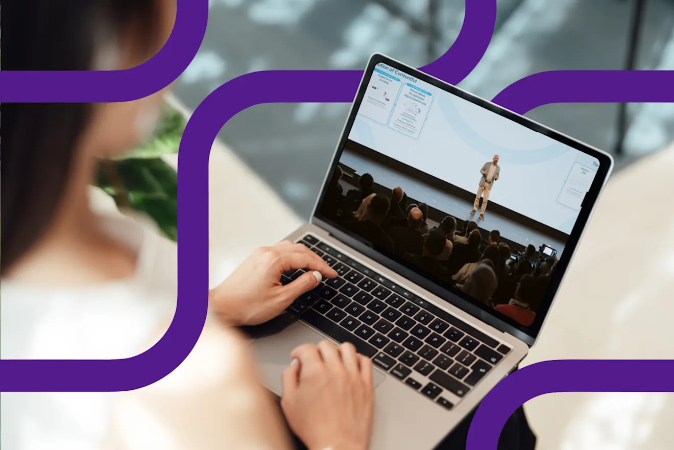 Woman watching CEO Karthic Rau on a laptop