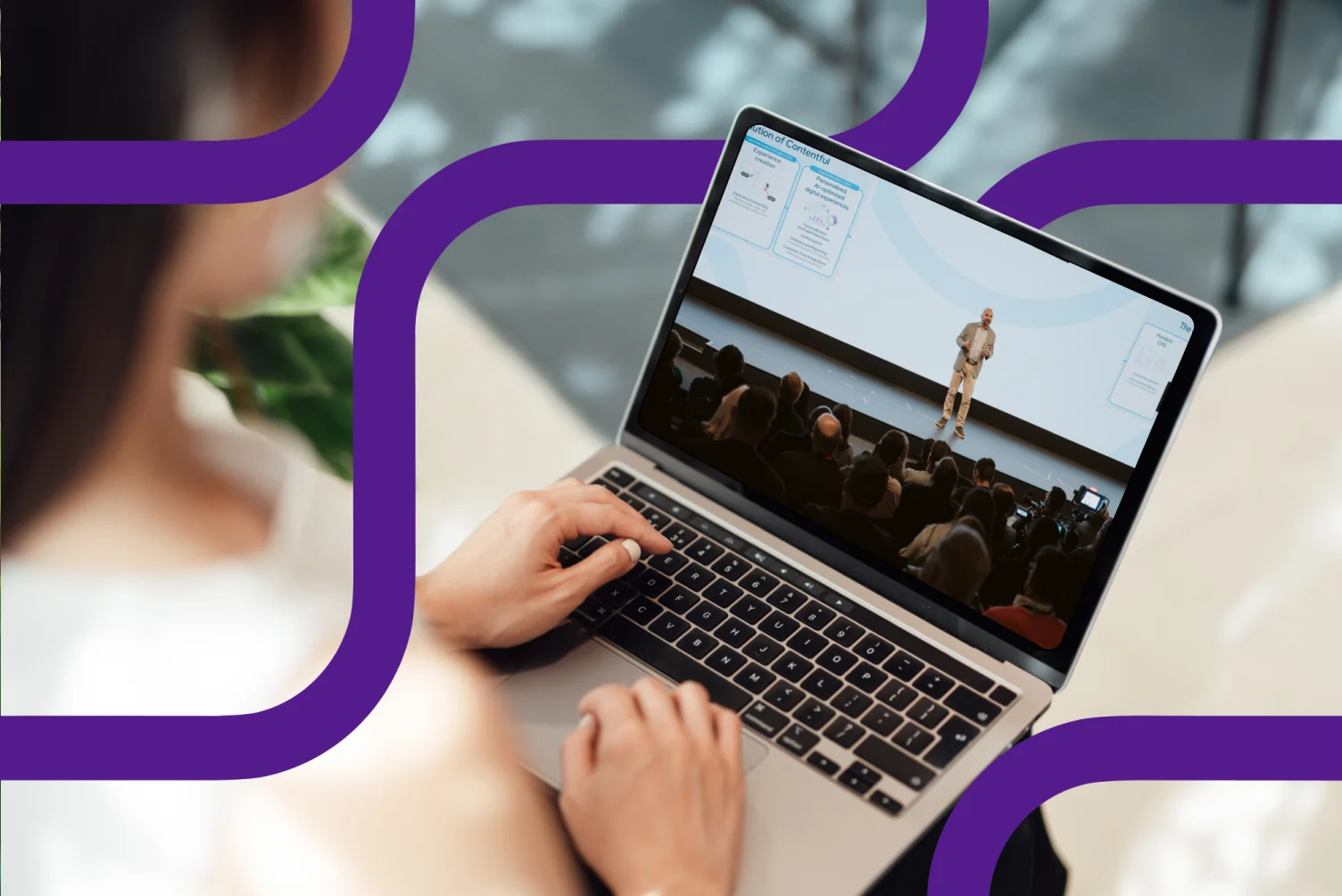 Woman watching CEO Karthic Rau on a laptop