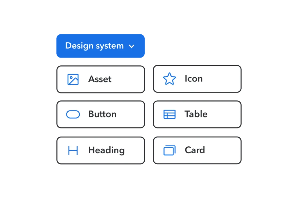 Stylized Studio interface showing design-system components menu.