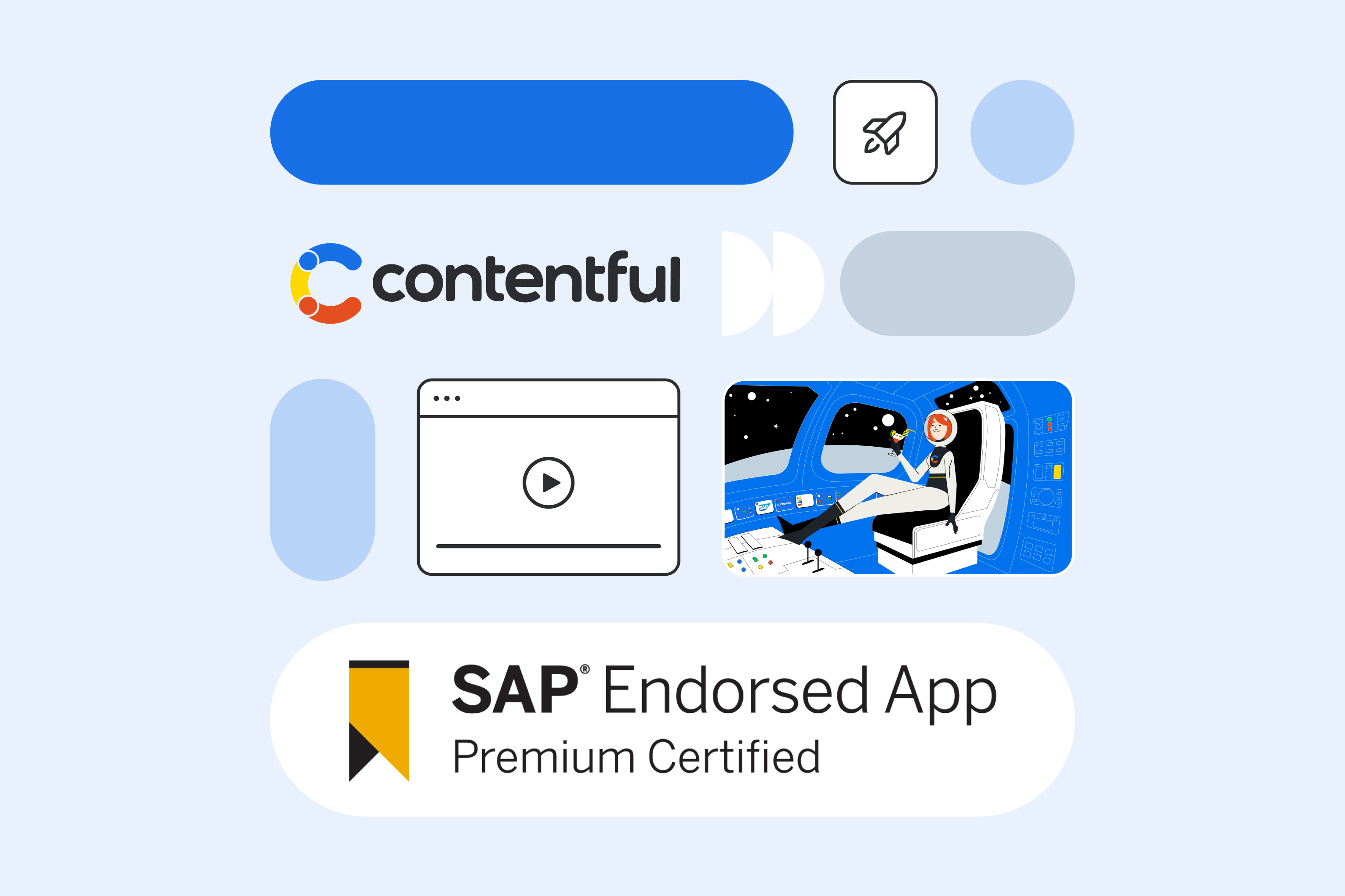 Contentful logo with SAP Endorsed App, Premium Certified badge