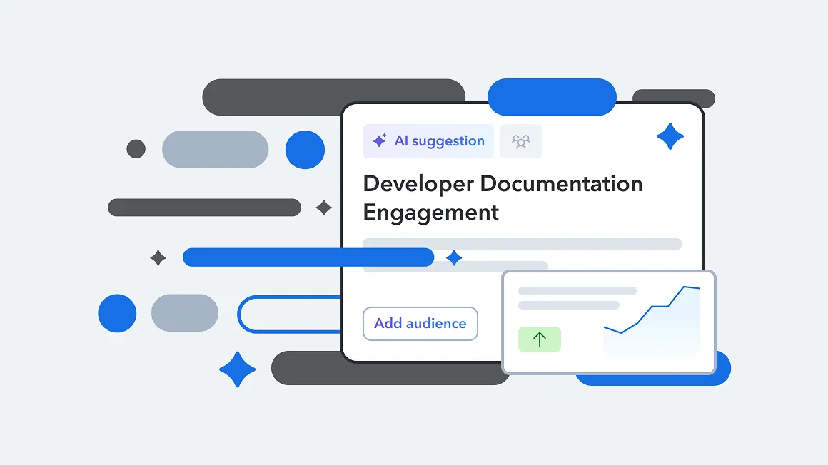 AI suggestion for Developer Documentation Engagement with a graph and Add audience button