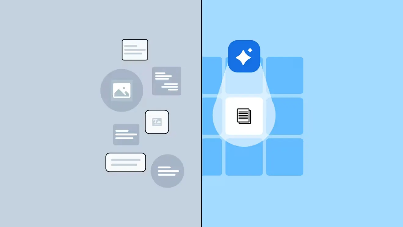 Illustration that shows how structured content is more discoverable by AI based answer engines.