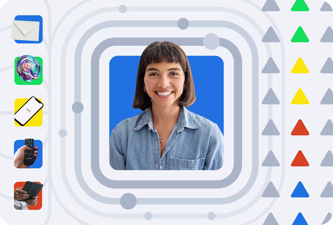 A selection of omnichannel marketing related icons displayed on graphics