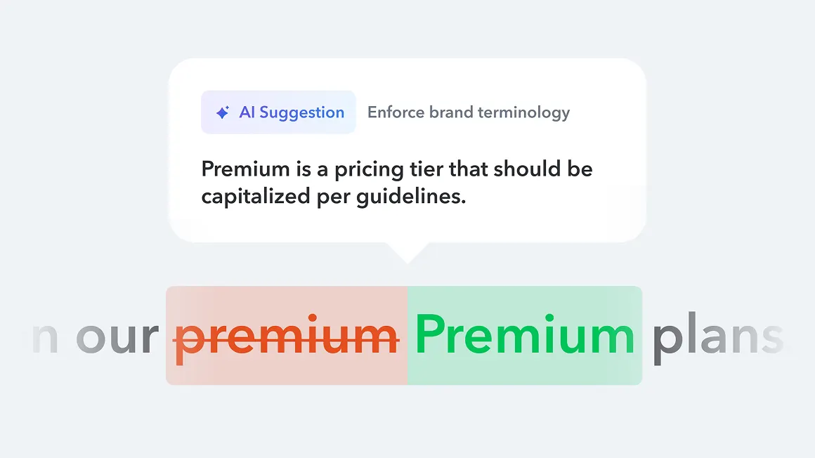 AI Suggestion grammar suggestion in action