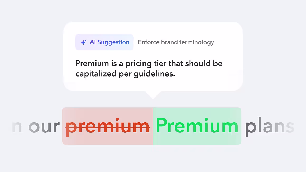 AI Suggestion grammar suggestion in action