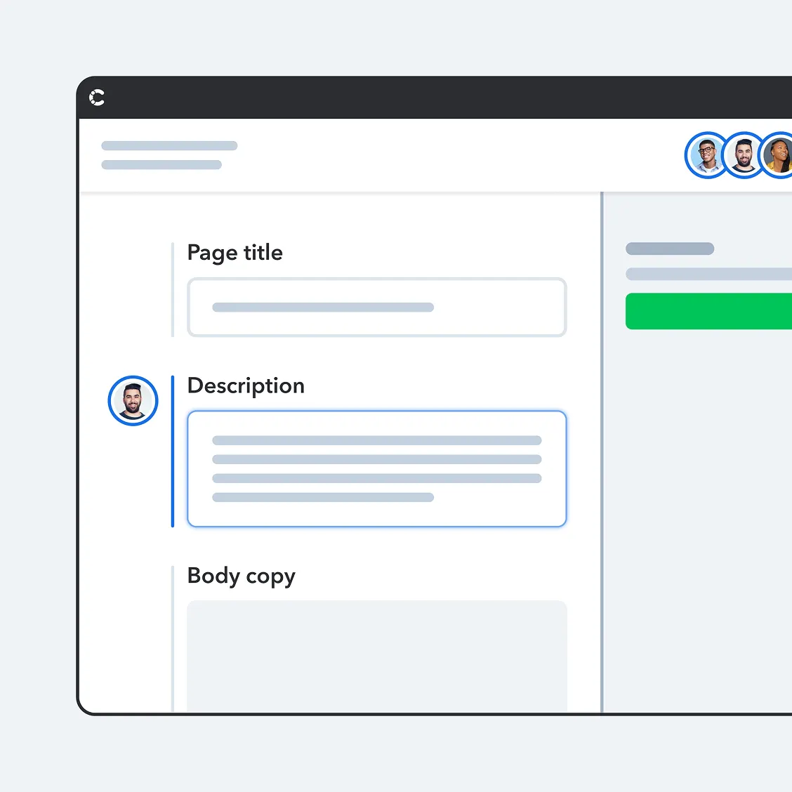 Browser snapshot of using Editorial Experiences in the Contentful app.