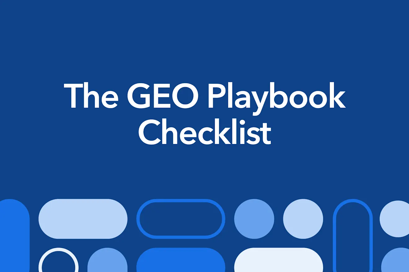 The GEO Playbook Checklist on a blue background