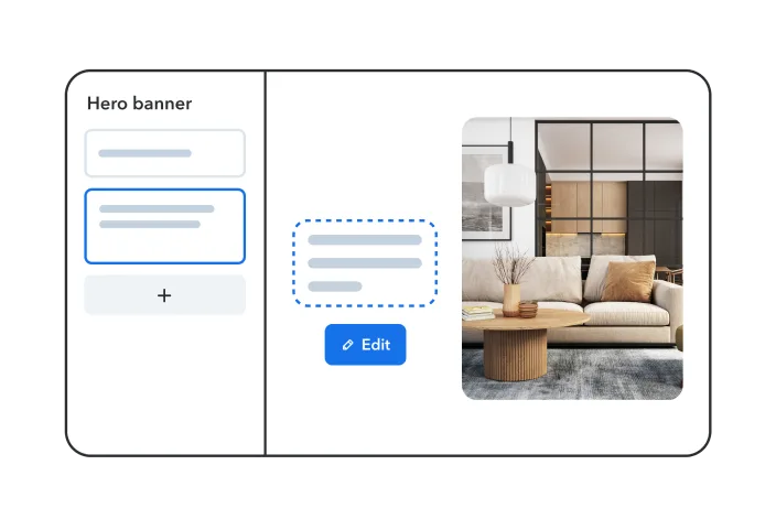 Stylized user-interface showing Contentful Live Preview features.