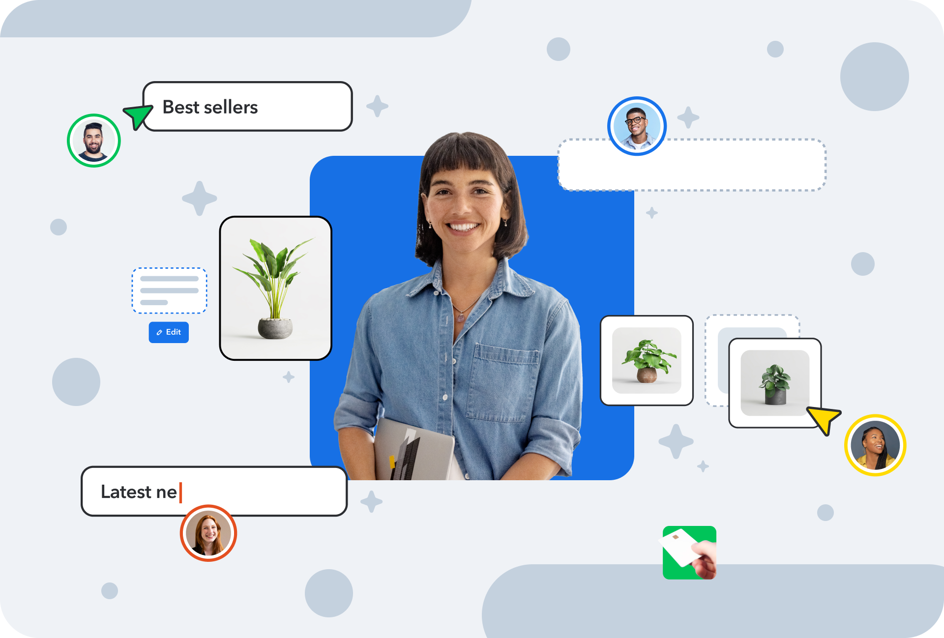 A selection of omnichannel platform related icons displayed on graphics