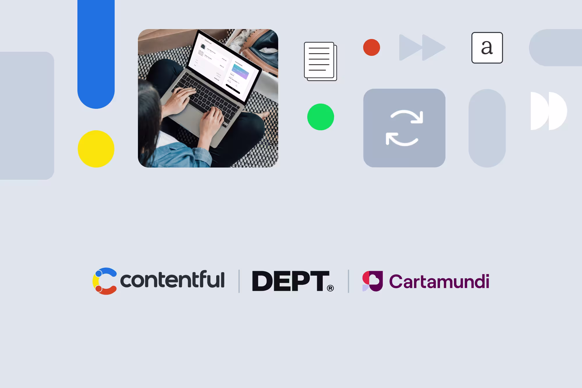 Contentful, DEPT and Cartamundi webinar cover image with three speaker headshots