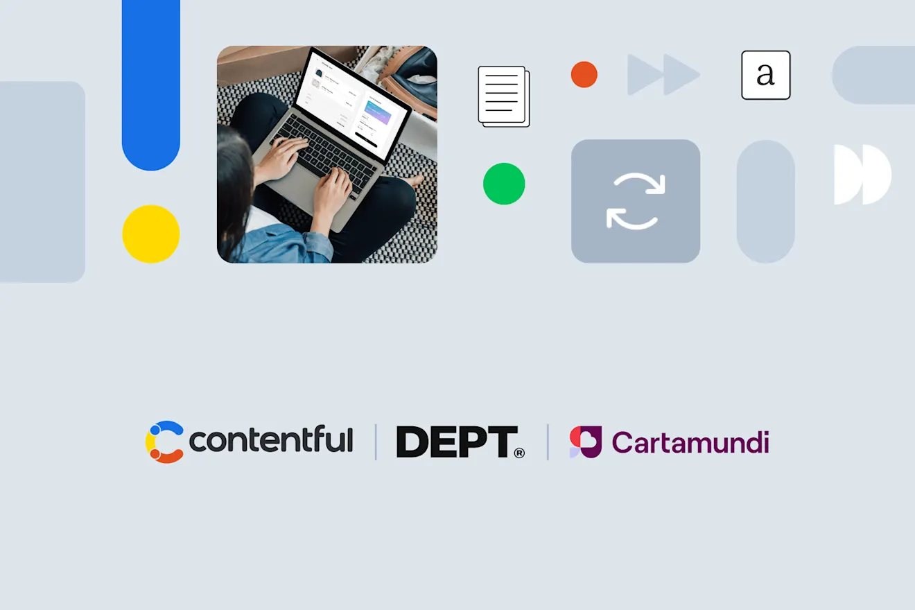 Contentful, DEPT and Cartamundi webinar cover image with three speaker headshots