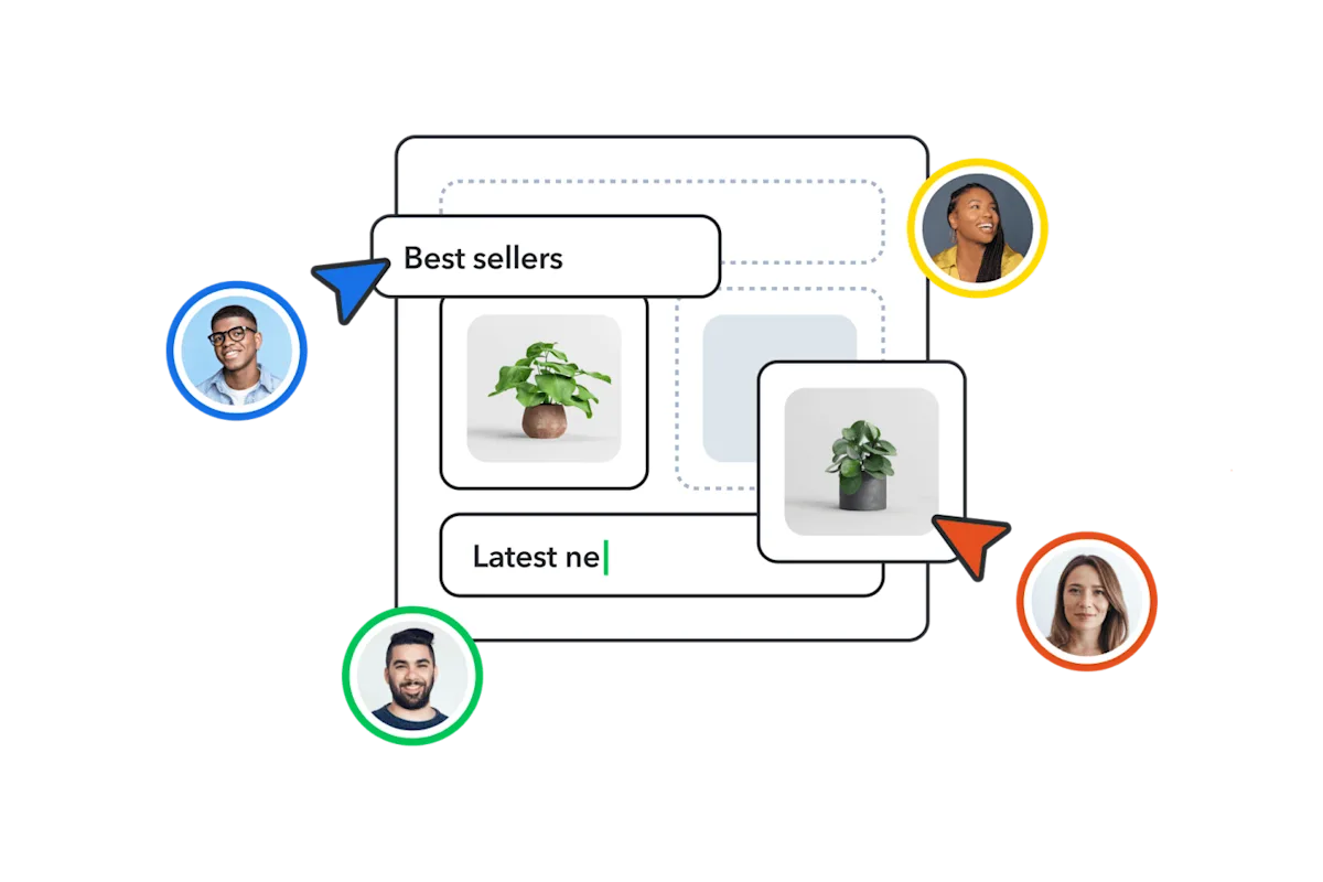 Swatch of Contentful Studio interface showing teams collaborating in real-time.