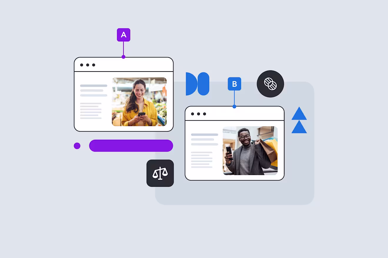 Example of A/B testing with variant A and B shown with different personalization 