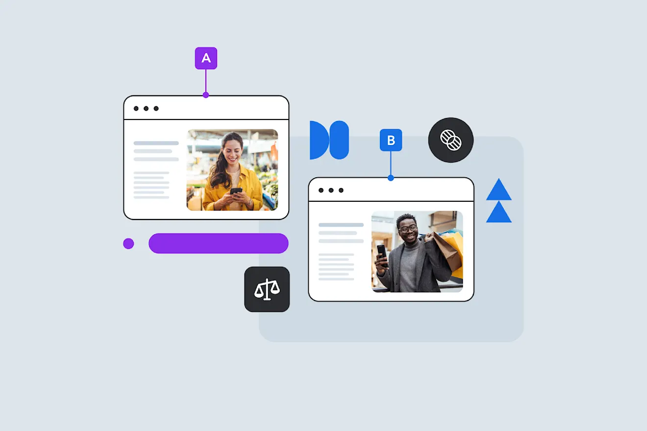 Example of A/B testing with variant A and B shown with different personalization 