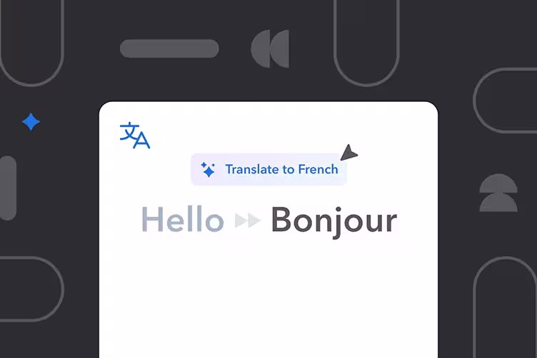 Example using an AI Action to translate Hello to Bonjour