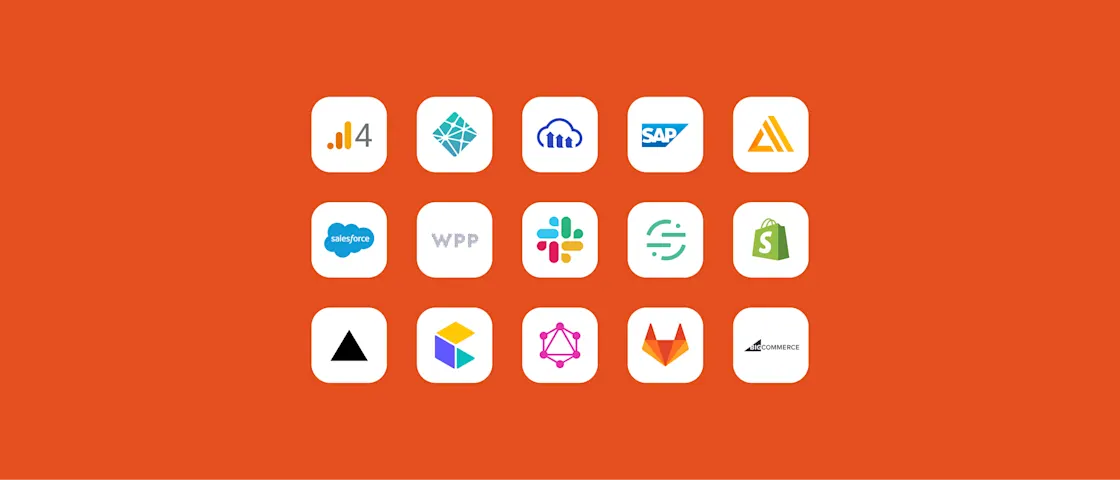 An arrangement of 15 icons representing apps from the Contentful Marketplace.
