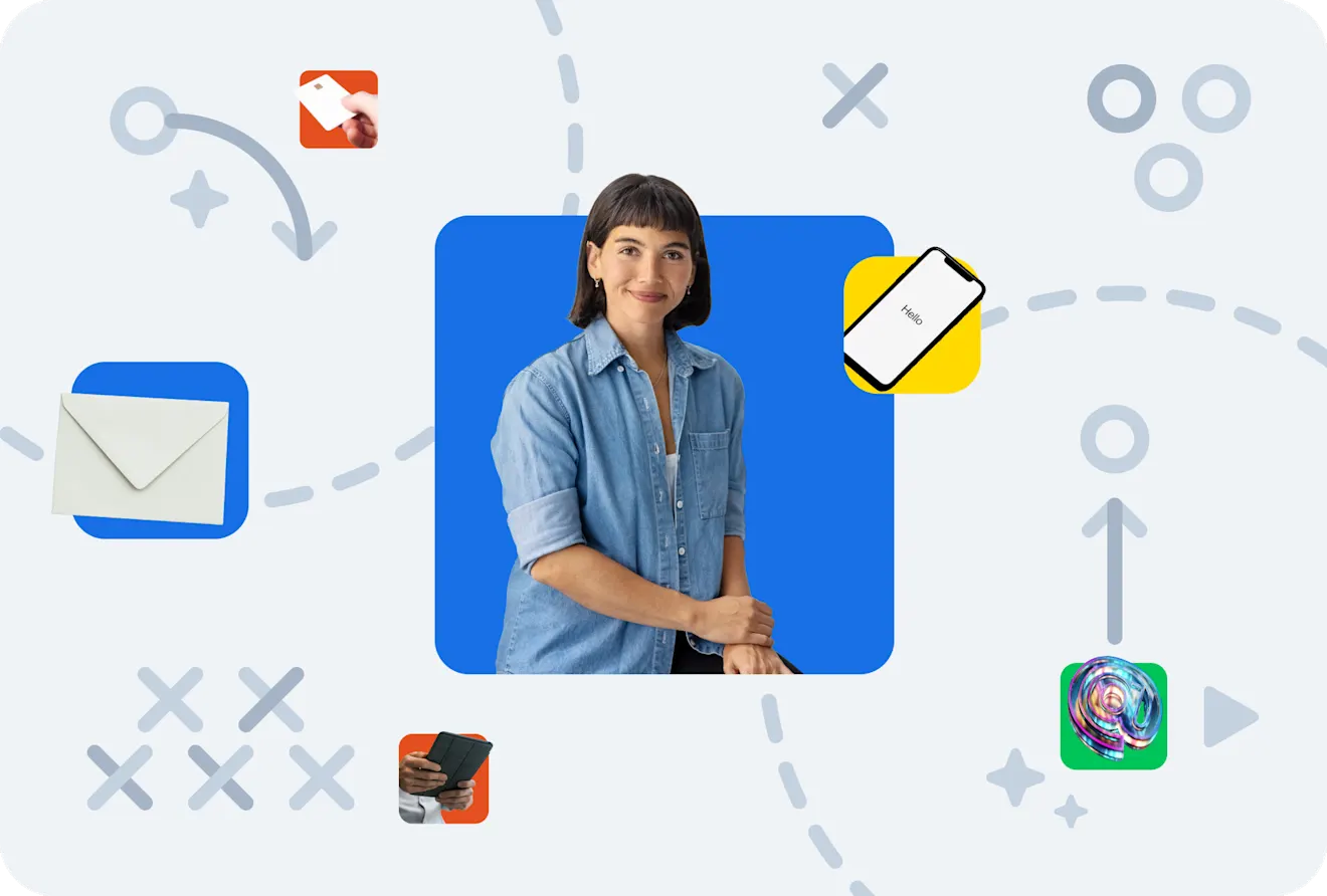 A selection of omnichannel strategy related icons displayed on graphics