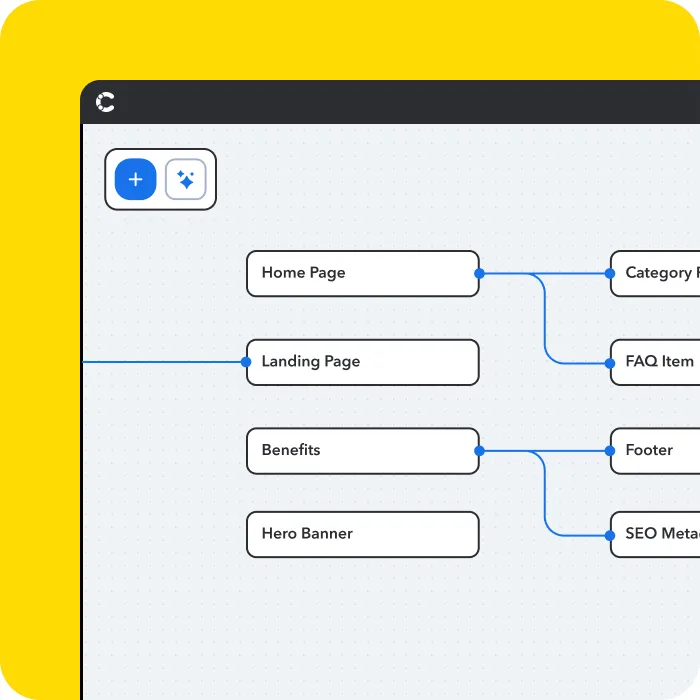 Stylized user-interface showing Contentful visual content modeling features.