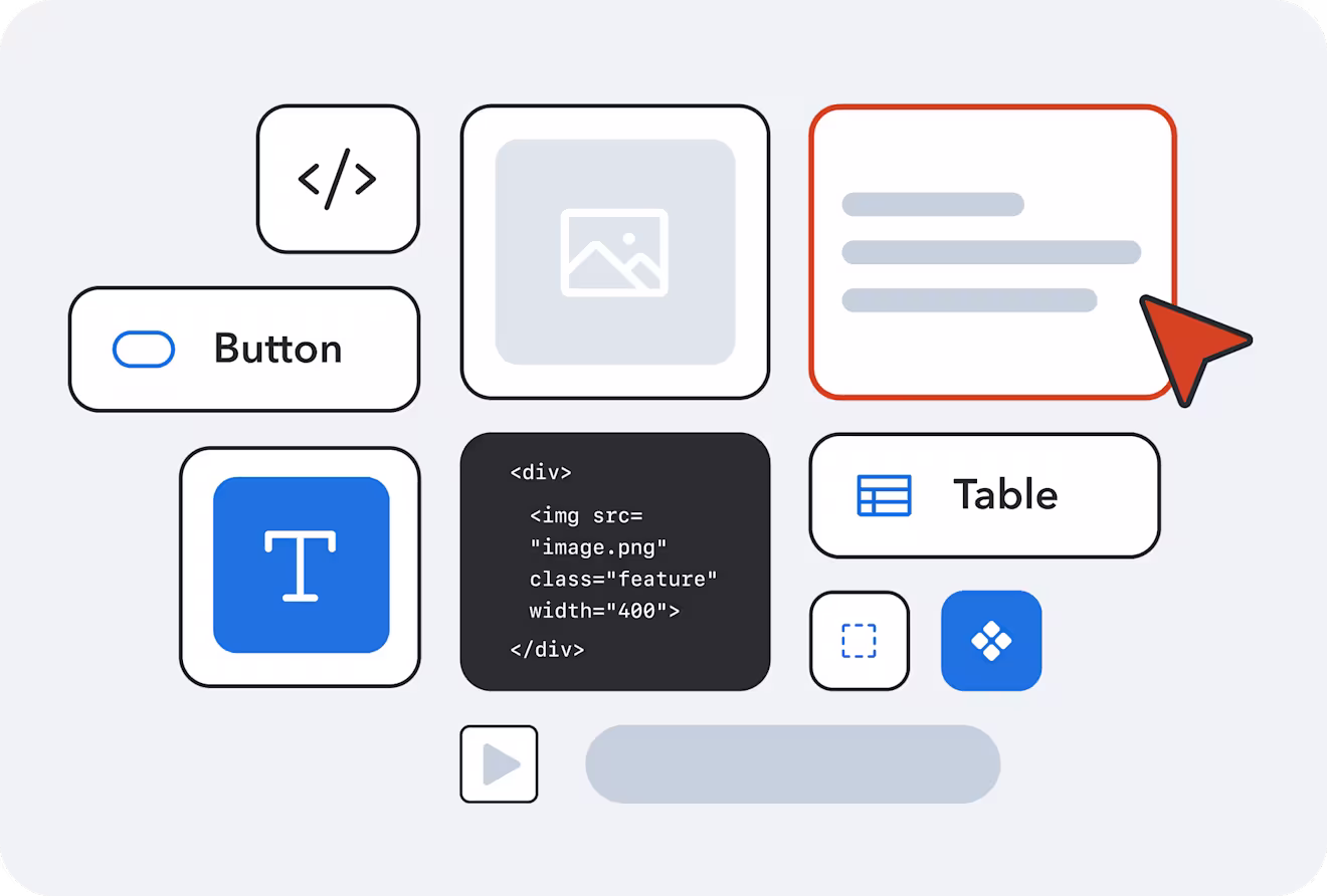 A selection of icons related to composable content
